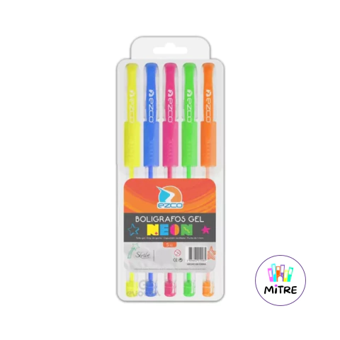 BOLIGRAFO GEL NEON EZCO X 5 - comprar online