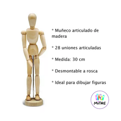 MUÑECO ARTICULADO MADERA 30CM