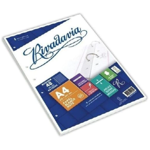 REPUESTO HOJAS A4 RIVADAVIA 48H C/BANDA