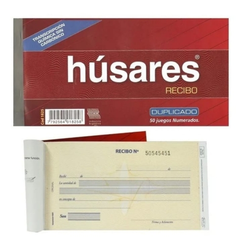 TALONARIO HUSARES RECIBO DUPL. 1825