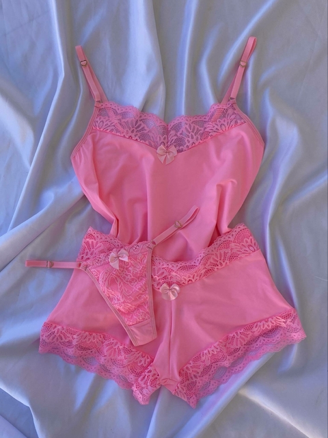 Kit Baby Doll Laura + Calcinha Julia Rosa babalu