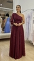 Vestido de festa Tânia, em tule marsala com brilho, modelo nula manga. na internet