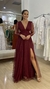 Vestido de festa Nádia, em tule marsala COM BRILHO, com mangas longas. na internet