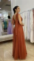 Vestido de festa Renata, em tule terracota com brilho. Incrível para madrinhas de casamento - comprar online