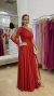 Vestido de festa Tânia, em tule Vermelho com brilho, modelo nula manga. na internet