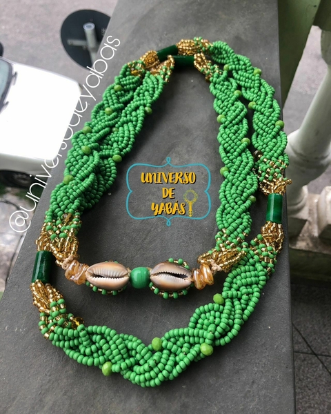 Guia 7 fios trançados Oxóssi e Oxum