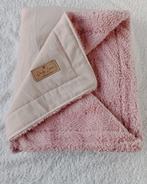 Manta corderito/tusor Full Rosa