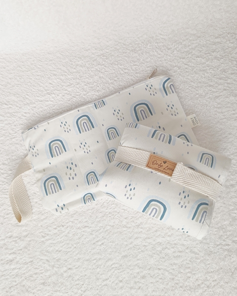 Kit Neceser basico + cambiador pocket - Arcoiris Azul