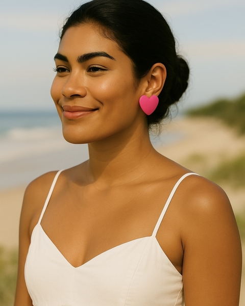 Brinco Coração Resina - Coqueirinho Beach Acessorios - comprar online