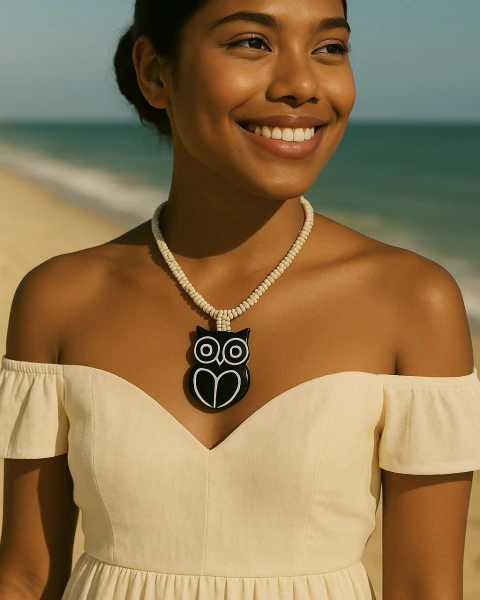 Colar Miçangas - Coruja