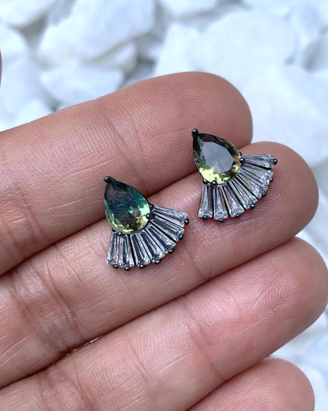 Brinco Cristal White Gold Mini leque