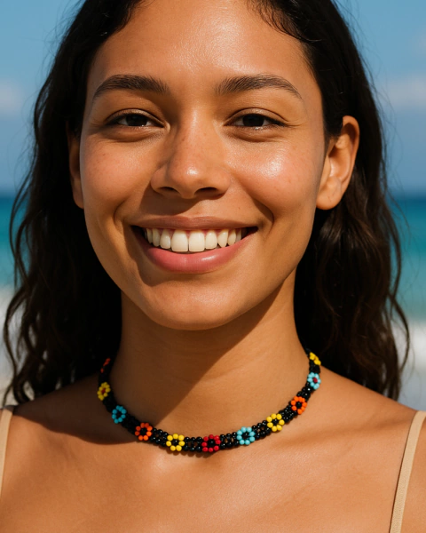 Choker em Miçangas Flores - comprar online