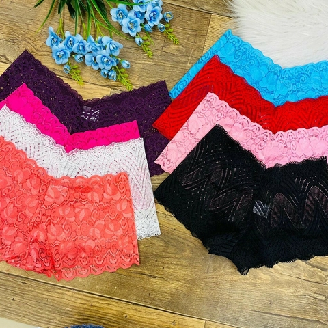 Kit 6 calcinhas calesson renda shortinho