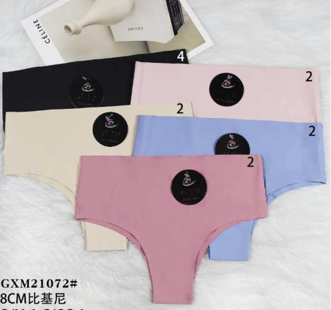 Kit 6 calcinhas sem costura corte a laser cintura alta tanga