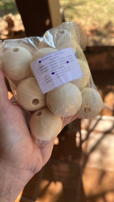 Bolinha de madeira Premium 40mm pacote com 10 unidades