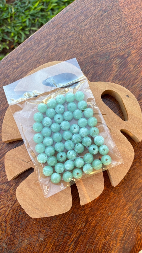 Bolinhas em resina verde jade 12mm pacote com 50g