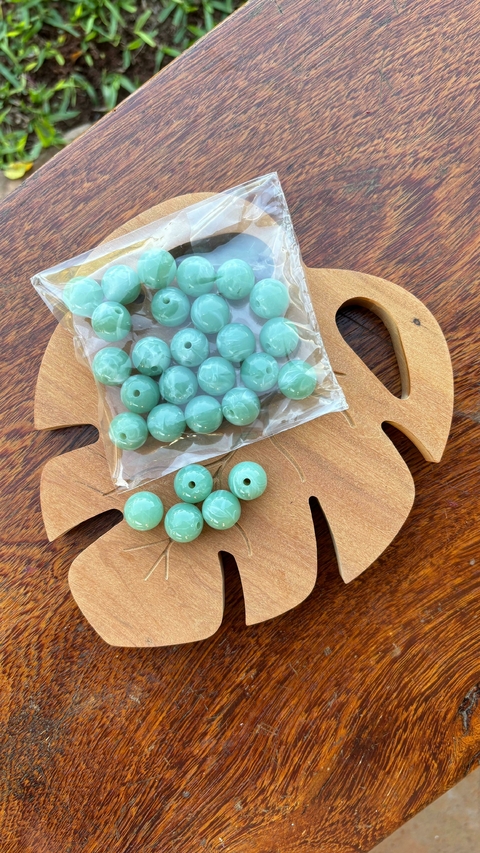 Bolinhas em resina verde jade 16mm pacote com 50g - comprar online