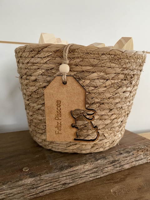 Tag Feliz Páscoa mdf coelho vazado Kit com 10 unidades