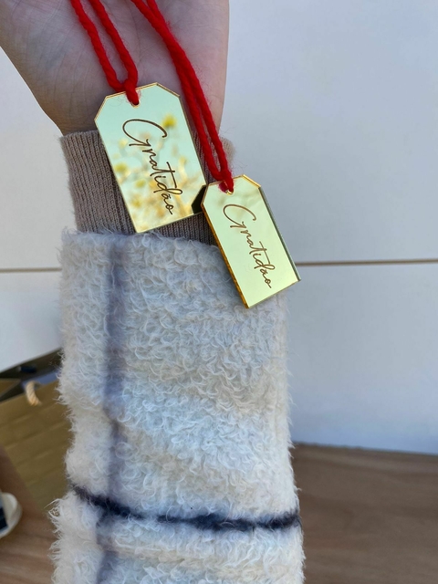 Tag Gratidão acrilico espelhado Kit com 10 unidades