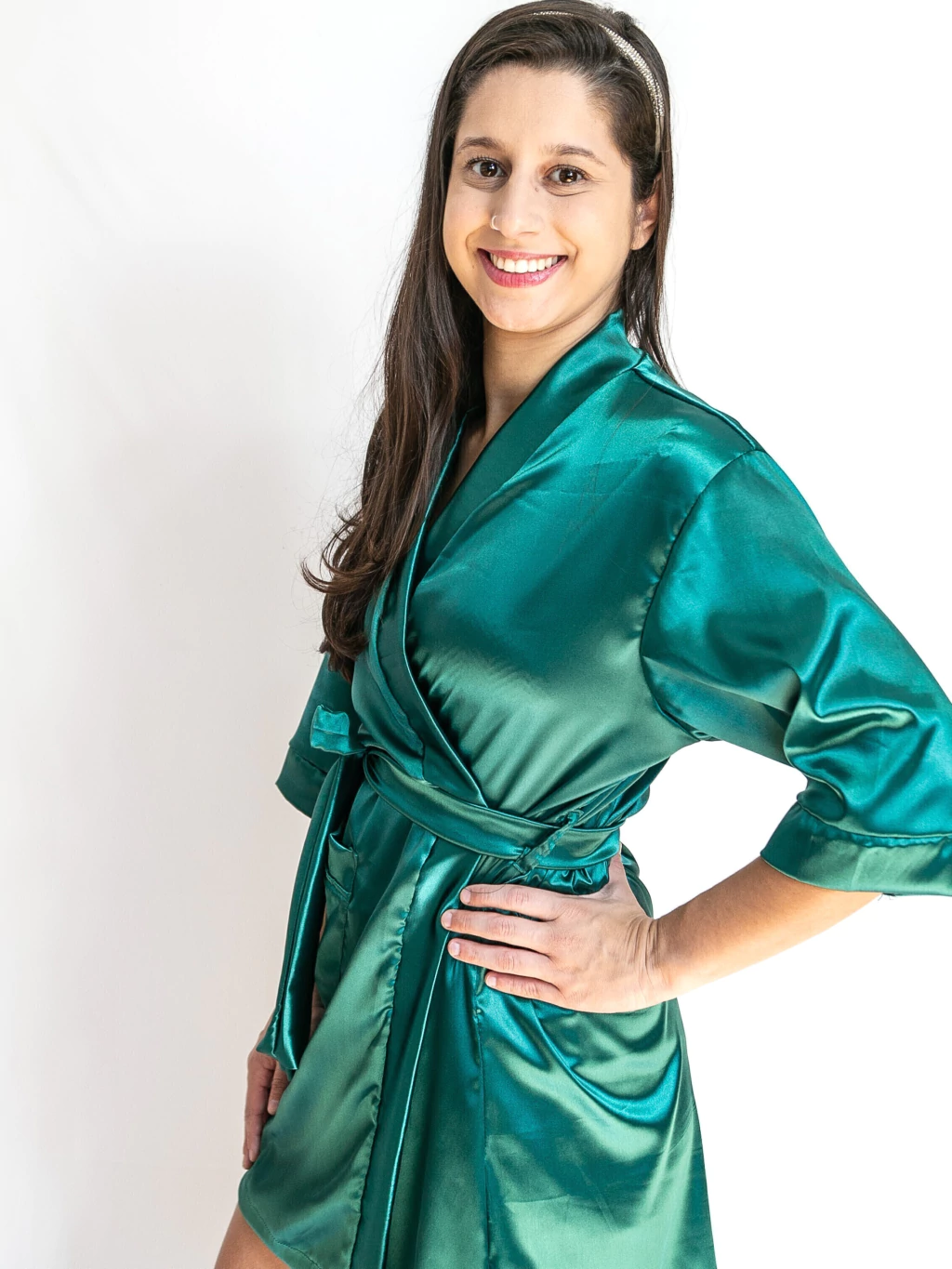 Robe Nadia - Cetim - Robe Curto com Manga 3/4