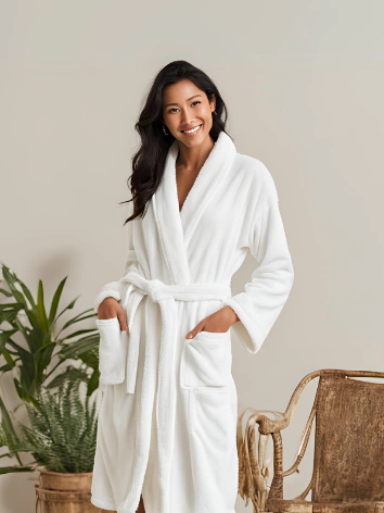 Roupão Helena - Atoalhado - Roupão Curto com Manga Longa