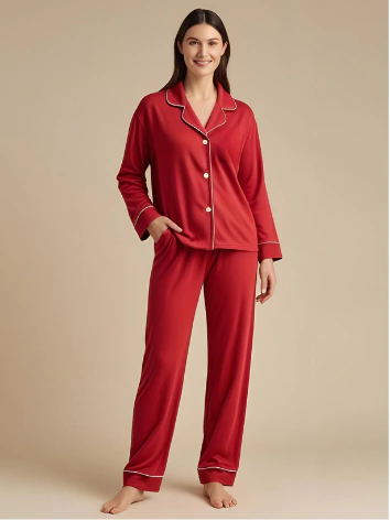 Pijama Americano Malha Liso - Manga Longa e Calça