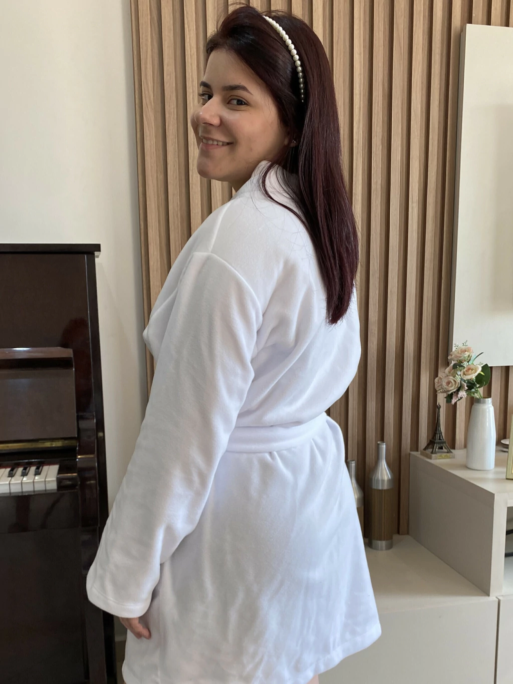 Roupão Aurora - Microsoft - Robe Curto com Manga Longa