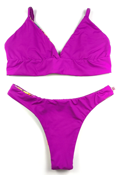 Biquíni Dupla Face Lilás Floral