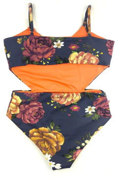 Body Dupla Face Floral Marinho - Gabiroba