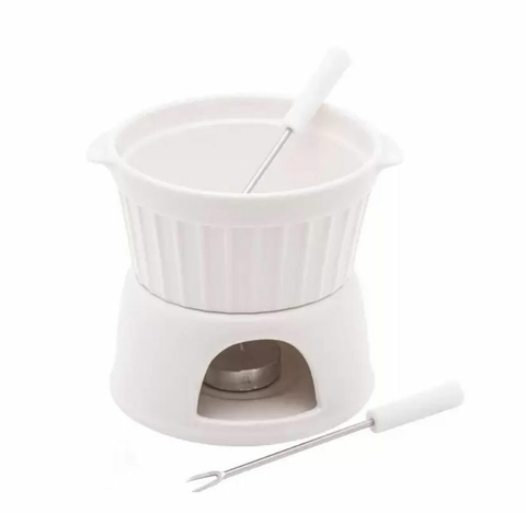 Aparelho De Fondue 4 Peças De Porcelana 400ml Classic Branco