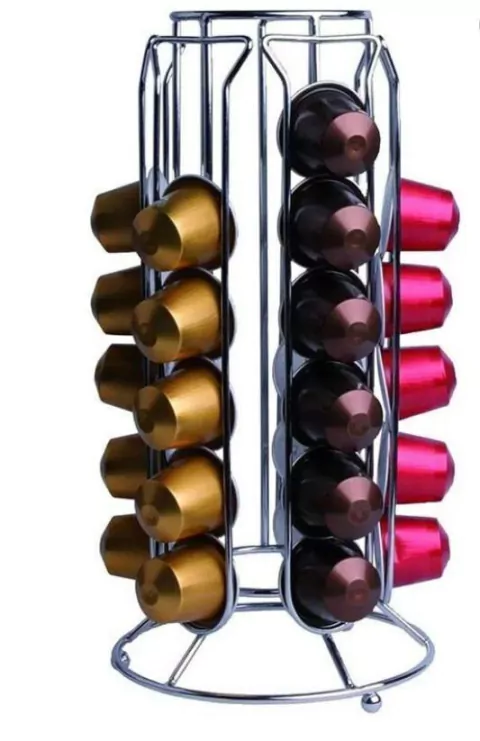 Porta Cápsulas Café Suporte Metal Cromado 30 Capsulas L12,5P12,5XA25,7CM