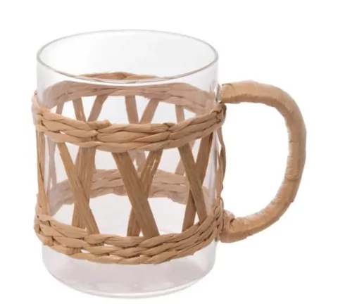 Cj 2 Caneca de vidro e fibra natural 400ml