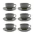 Conjunto 06 Xícara de Chá e Café Flat Gray 200 ml com Pires Cinza Oxford