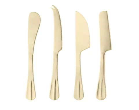 Conjunto De Faca De Mesa Para Queijo Positano Em Aço Inox Dourado Lyor