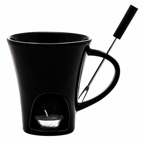 Caneca Fondue 2 Peças Porcelana Ivy Preto 200ml Lyor - comprar online