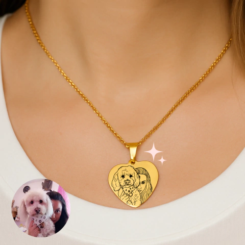 Collar Latiendo Juntos. DIje de Corazón Personalizado con Fotografía - comprar en línea