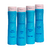 Cuatro productos para el cuidado del cabello rizado de la marca Curl Girl, incluyendo un co wash, un shampoo hidratante, un acondicionador diario y una crema activadora de rizos, todos en envases azules.