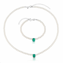 Conjunto Gargantilhae Pulseira Esmeralda