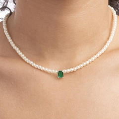 Gargantilha de Pérolas com Esmeralda - comprar online