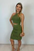 Conjunto Feminino em Tricot Saia e cropped detalhes na internet