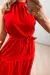 Vestido Feminino Longo Gola Alta Com Cinto - Moça Charmosa 