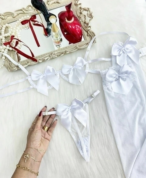 LINGERIE LAÇO COM MEIA - BRANCO - comprar online