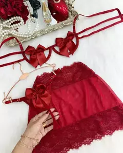 LINGERIE LAÇO COM SAIA - VERMELHO - comprar online