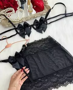 LINGERIE LAÇO COM SAIA - PRETO - comprar online