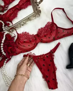 Conjunto Romance BICOLOR - VERMELHO COM CORAÇÃO PRETO - comprar online