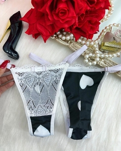 Calcinha Divertida com renda - ❤ Branco com Preto
