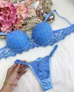 Conjunto Love com bojo - AZUL CLARO