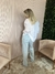 Calça wide leg jeans claro destroyed - comprar online