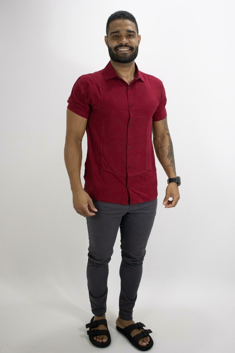 CAMISA VISCOLINHO VINHO GOLA TRADICIONAL - comprar online