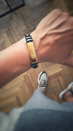 Pulsera Theo Gold caucho y acero